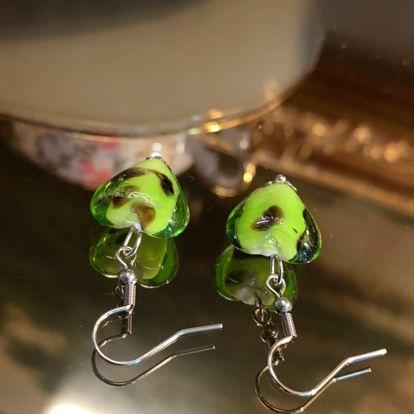 Puffy Heart Drop Earrings - Picture 3 of 5